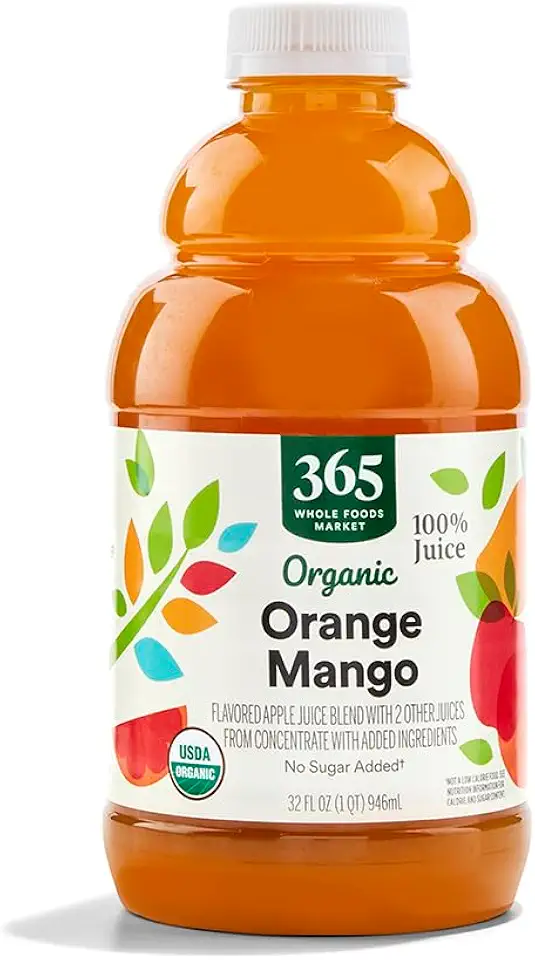 365 by Whole Foods Market, Organic 100% Juice, Flavored Juice Blend from Concentrate, Orange Mango, 32 Fl Oz