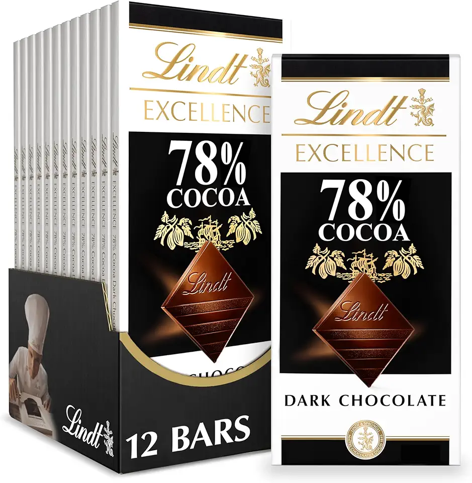 Lindt EXCELLENCE 78% Cocoa Dark Chocolate Bar, Dark Chocolate Candy, 3.5 oz. (12 Pack)