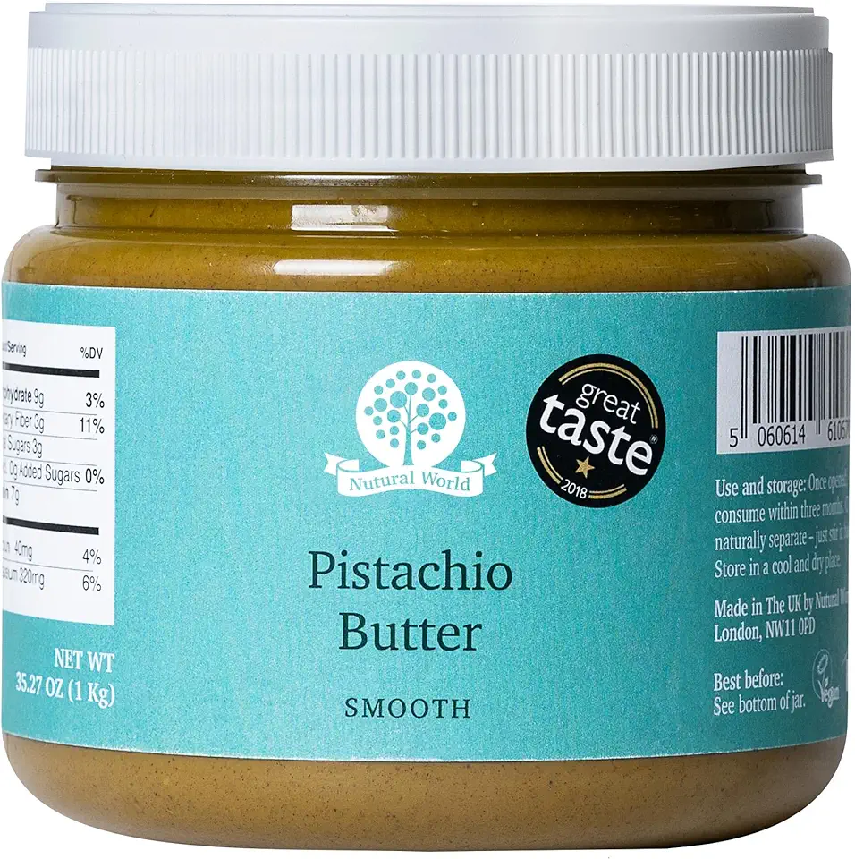 Nutural World - Smooth Pistachio butter 35 Oz (1kg) / 100% pure single ingredient - Great Taste Award winner