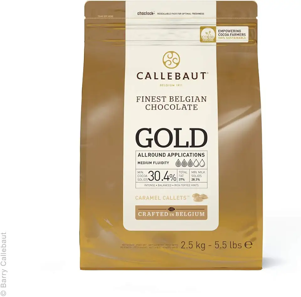 Callebaut Gold Caramel Chocolate Easimelt Callets Finest Belgian Chocolate 2.5Kg