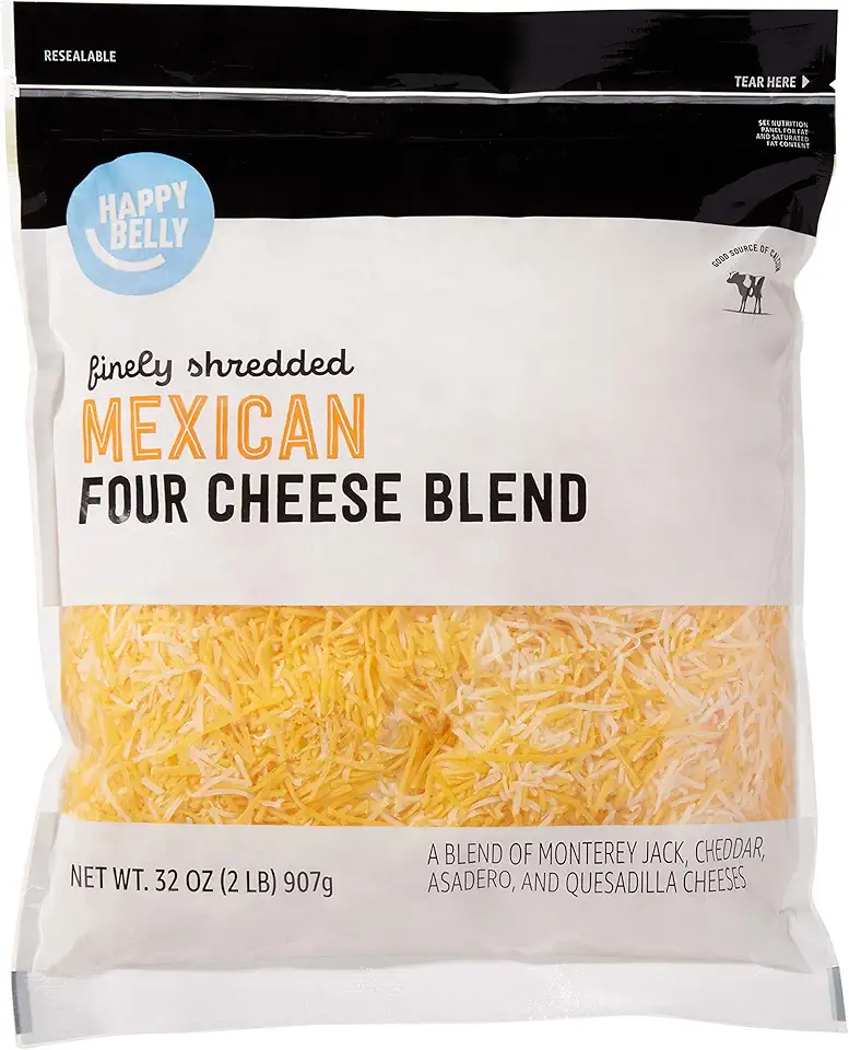 Amazon Brand - Happy Belly Shredded Mexican Four Cheese Blend, 32 oz