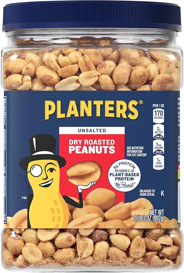 Planters Unsalted Dry Roasted Peanuts 2 LB 3 Oz (992g)