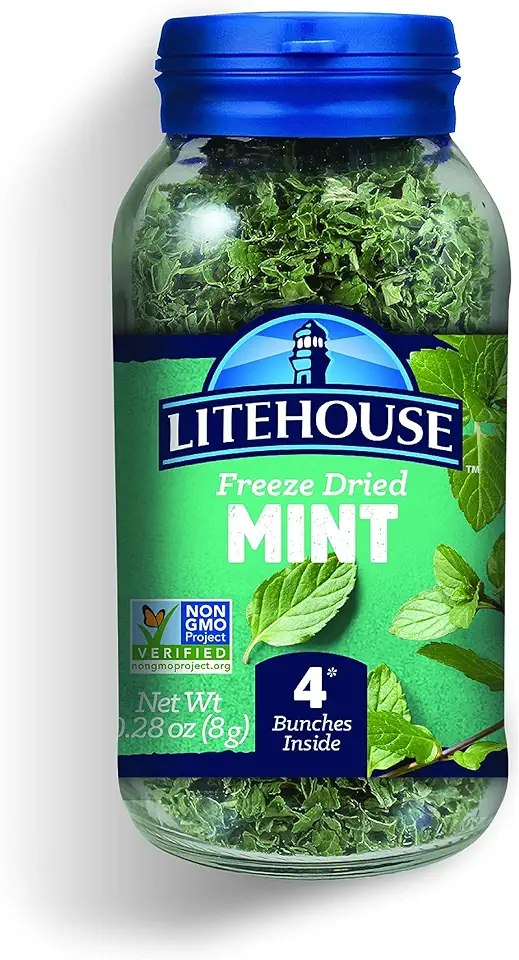 Litehouse Freeze Dried Mint - Substitute for Fresh Mint Leaves, Gluten Free, Vegetarian, Keto, Non-GMO, No Refrigeration Required, Seasonings for Cooking - 0.28 Oz