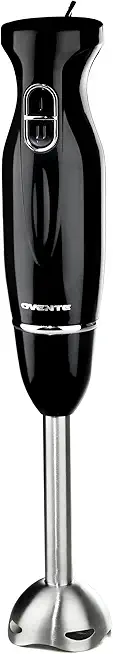 OVENTE Electric Immersion Hand Blender 300 Watt 2 Mixing Speed with Stainless Steel Blades, Powerful Portable Easy Control Grip Stick Mixer Perfect for Smoothies, Puree Baby Food &amp; Soup, Black HS560B