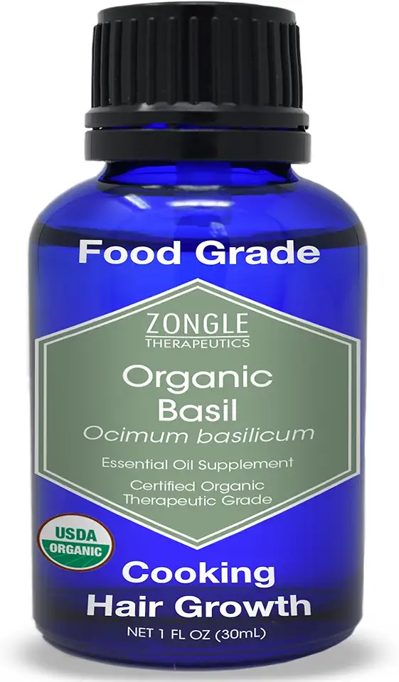 Organic, Basil Essential Oil, Food Grade – 100% Pure, Basil Oil, by Zongle Therapeutics, 1 OZ