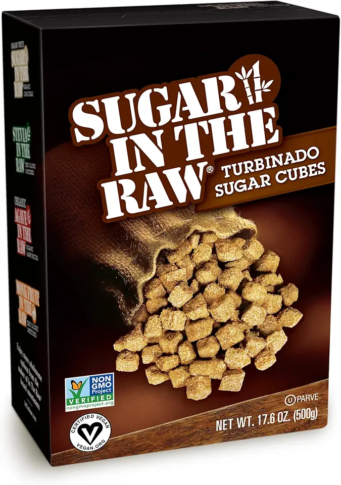 Sugar In The Raw Granulated Turbinado Cane Sugar Cubes, No Added Flavors or erythritol, Pure Natural Sweetener, Hot &amp; Cold Drinks, Coffee, Vegan, Gluten-Free, Non-GMO,Pack of 1