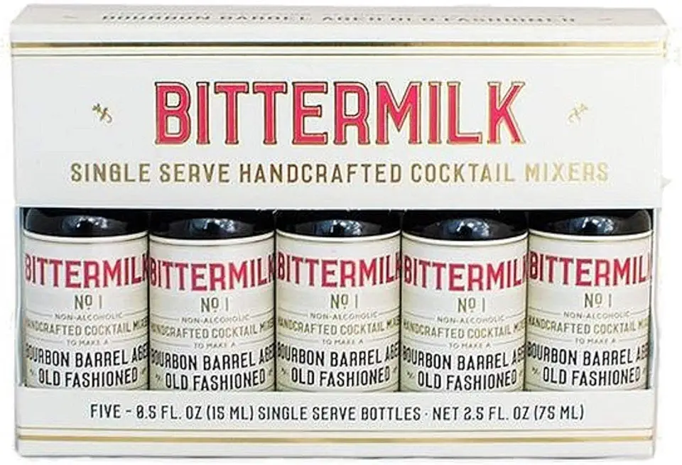 Bittermilk Single Serve No.1 Bourbon Barrel Aged Old Fashioned 5-Pack Gift Set – All Natural Handcrafted Cocktail Mixer – Just Add Whiskey, Each Bottle Makes One Cocktail