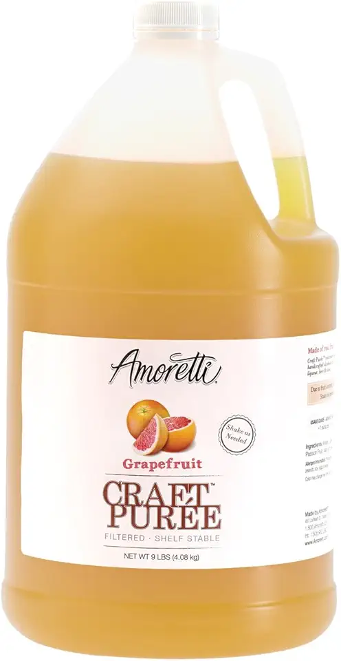 Amoretti - Grapefruit Craft Puree® 9 lbs - Perfect for Brewing, Cocktails, and other Beverages, Made of Real Fruit, No Preservatives, Filtered, Super Concentrated, Fully Pasteurized, TTB Registered