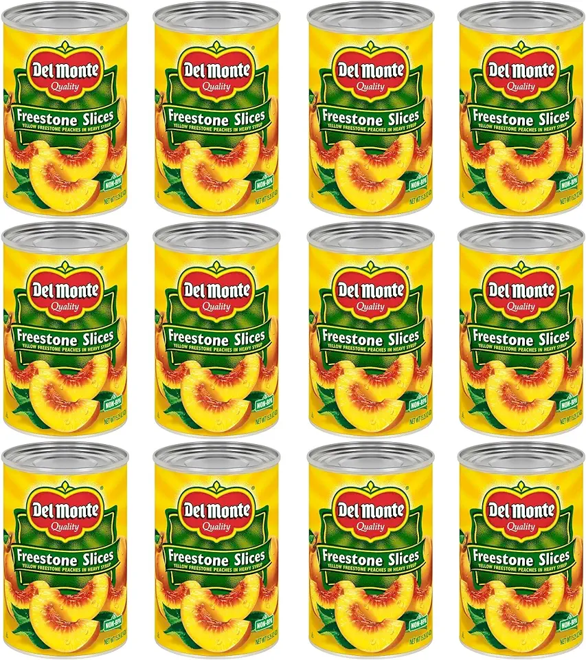 Del Monte Canned Sliced Freestone Peaches in Heavy Syrup, 15.25 oz Can (Pack of 12)