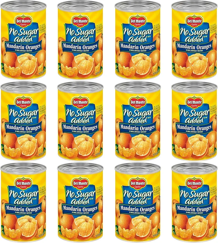 Del Monte Canned Mandarin Oranges No Sugar Added, 15 Ounce (Pack of 12)