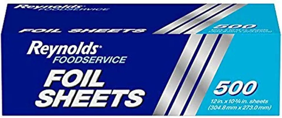 Reynolds Foodservice Aluminum Foil Sheets, Pre-Cut Foil Sheets, Great for Restaurants, Catering, Cafeterias, and Concessions, Easily Moldable Around Food, 12 x 10.75 Inches, 500 Foil Sheets