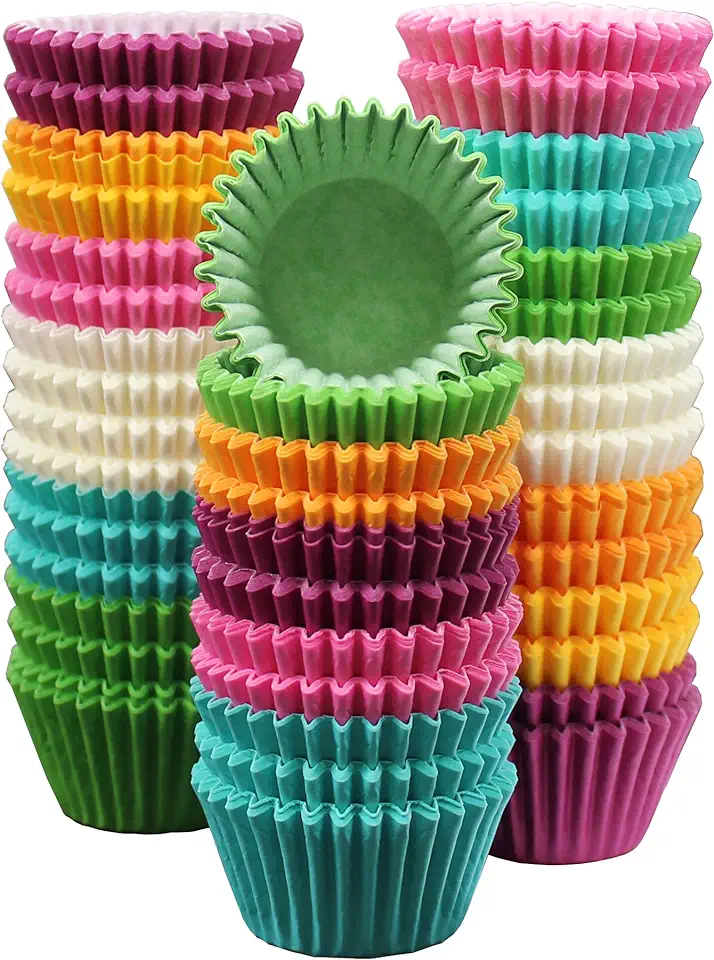 MontoPack 300-Pack Holiday Party Mini Paper Baking Cups - No Smell, Safe Food Grade Inks and Paper Grease Proof Cupcake Liners Perfect Cups for Cake Balls, Muffins, Cupcakes, and Candies