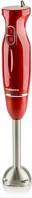 OVENTE Electric Immersion Hand Blender 300 Watt 2 Mixing Speed with Stainless Steel Blades, Powerful Portable Easy Control Grip Stick Mixer Perfect for Smoothies, Puree Baby Food &amp; Soup, Red HS560R