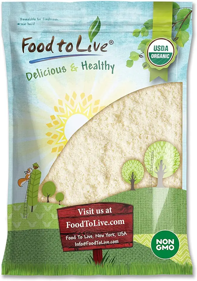 Food to Live Organic Almond Flour, 8 Pounds — Extra Fine Blanched Prime Meal, Non-GMO, Low Carb, Culinary Grade, Kosher, Keto, Paleo and Vegan Super Powder, Bulk