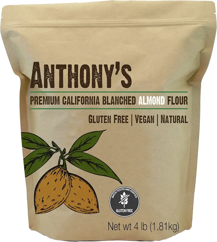 Anthony&#x27;s Blanched Almond Flour, 4 lb, Finely Ground, Gluten Free, Non GMO, Keto Friendly