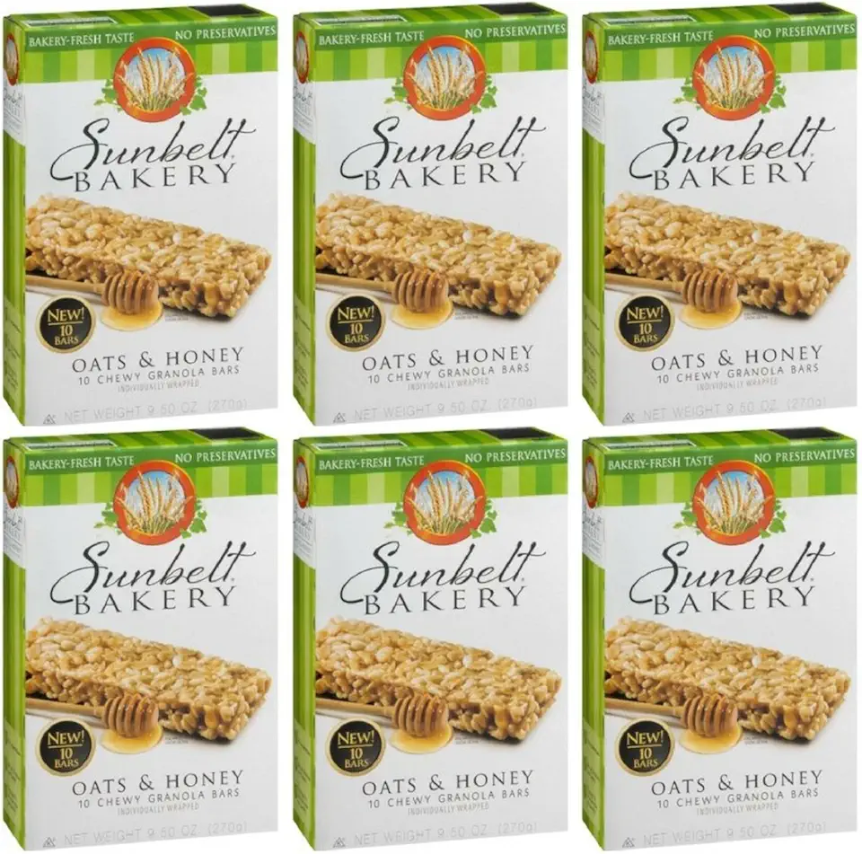 Sunbelt Bakery Oats &amp; Honey Chewy Granola Bars, 60-1.0 OZ Bars (6 Boxes)