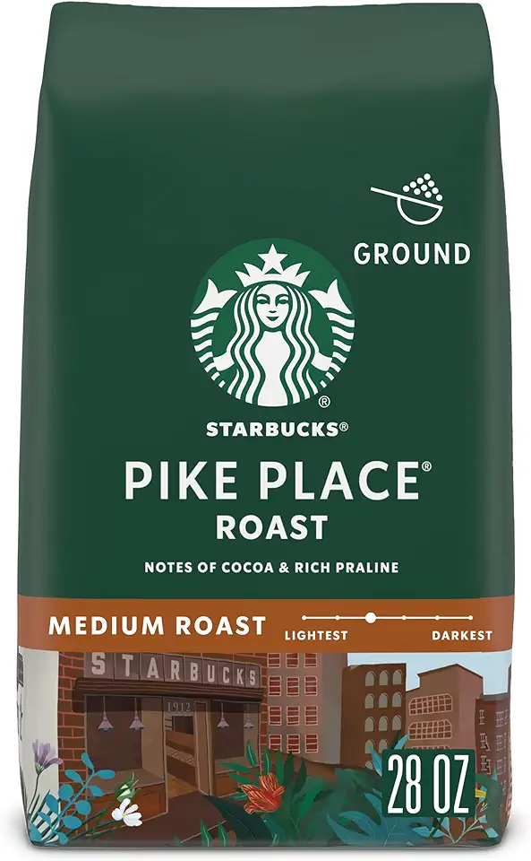 Starbucks Ground Coffee, Medium Roast Coffee, Pike Place Roast, 100% Arabica, 1 Bag (28 Oz)