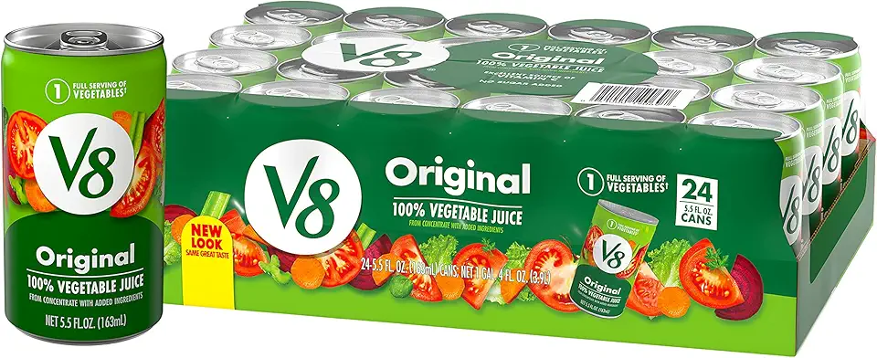 V8 Original 100% Vegetable Juice, 5.5 fl oz Can (24 Pack)