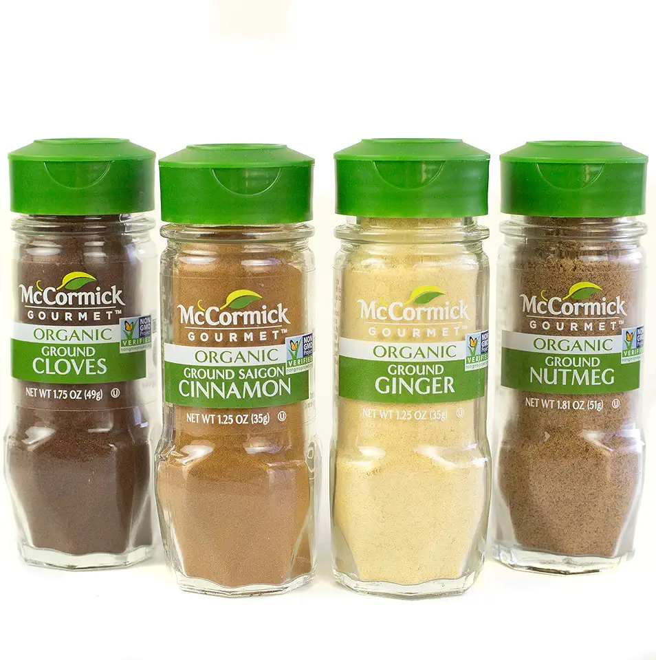 McCormick Gourmet Organic Baking Variety Pack (Cloves, Saigon Cinnamon, Ginger, Nutmeg), 0.05 lb