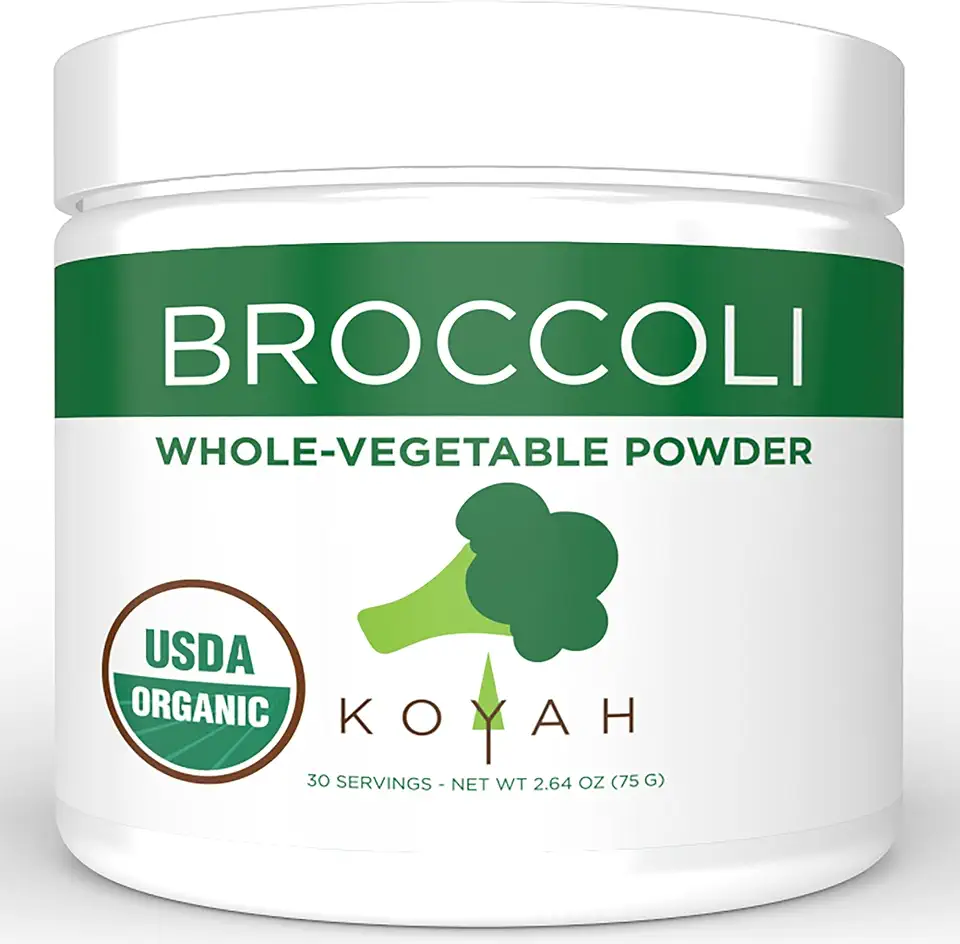 KOYAH - Organic USA Grown Broccoli Powder (1 Scoop Equivalent to 1/4 Cup Fresh): 30 Scoops, Freeze-dried, Whole-Vegetable Powder