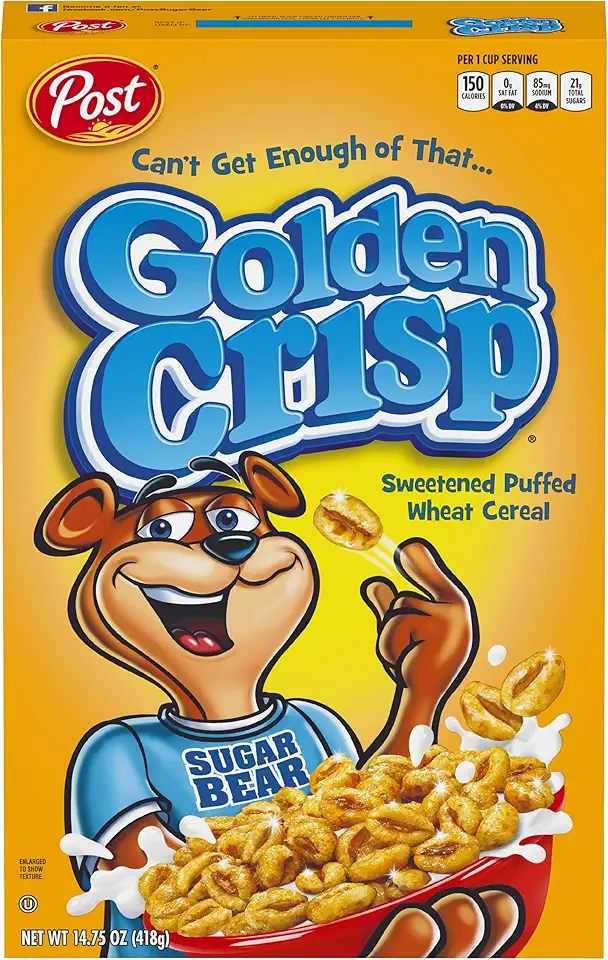 Golden Crisp Breakfast Cereal, Sweetened Puffed Wheat Cereal, 14.75 OZ Box