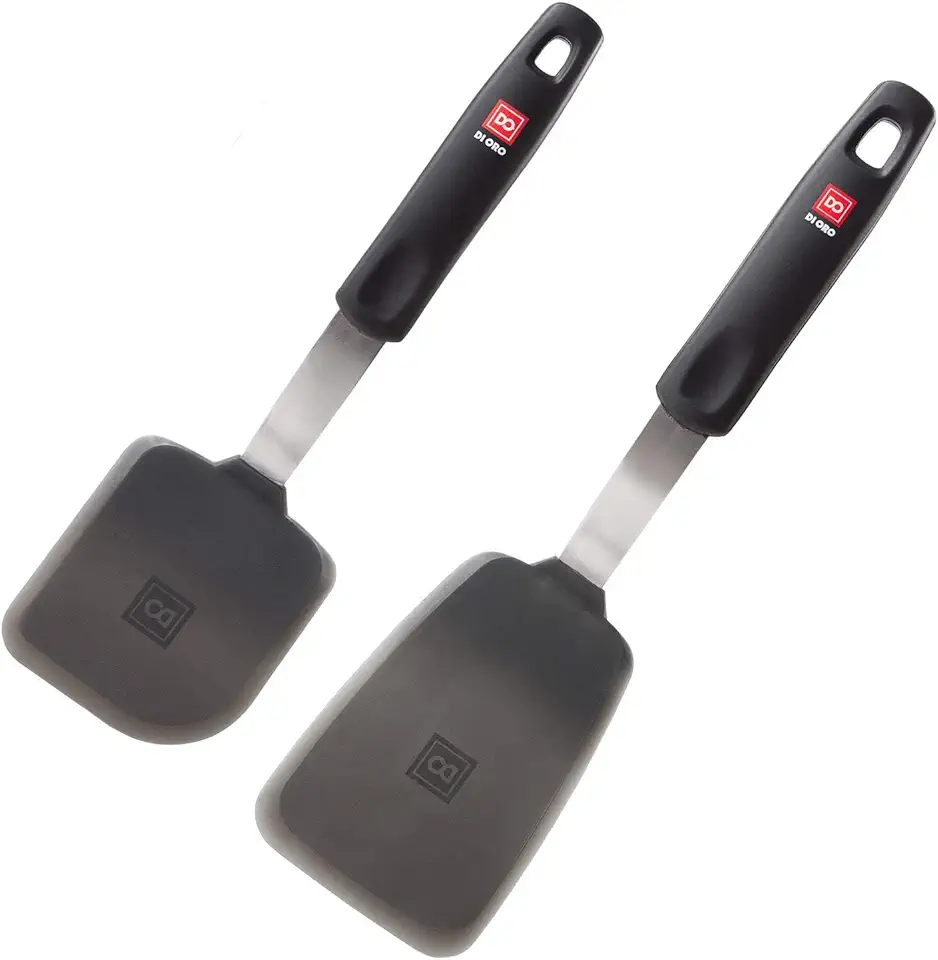 DI ORO Spatulas for Kitchen Use - Forever Warranty - 600°F Heat Resistance Silicone - Turner Spatula Set for Cooking - BPA Free Wide Pancake Spatulas - Egg Flippers for Nonstick Cookware Safe (2pc)