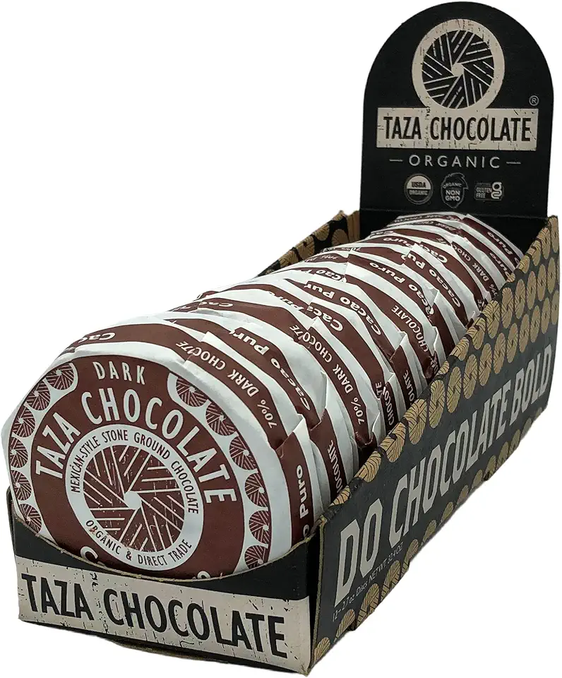 Taza Chocolate Organic Mexicano Disc 70% Dark Chocolate, Cacao Puro, 2.7 Ounce (12 Count), Vegan