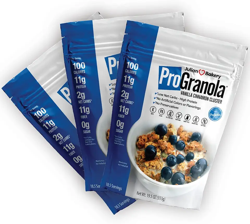 Julian Bakery® ProGranola® Cereal | Vanilla Cinnamon | 12g Protein | Paleo | 2 Net Carbs | Gluten-Free | Grain-Free | 3 Pack