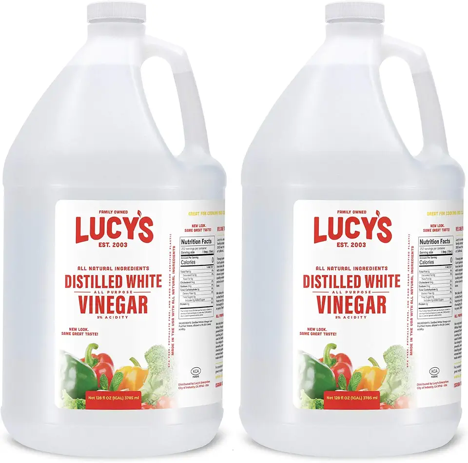 Lucy&#x27;s Family Owned - Natural Distilled White Vinegar, 1 Gallon 128oz. (Pack of 2)