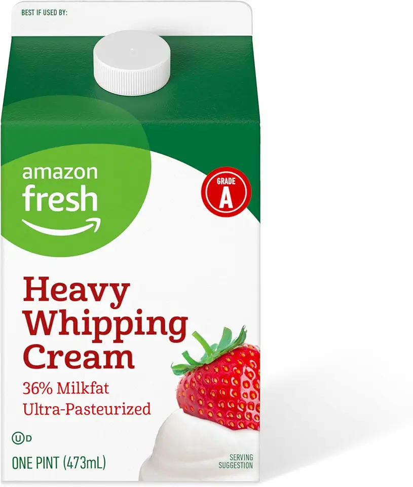 Amazon Fresh, Heavy Whipping Cream, Ultra Pasteurized, Kosher, Pint, 16 Fl Oz (Previously Happy Belly, Packaging May Vary)