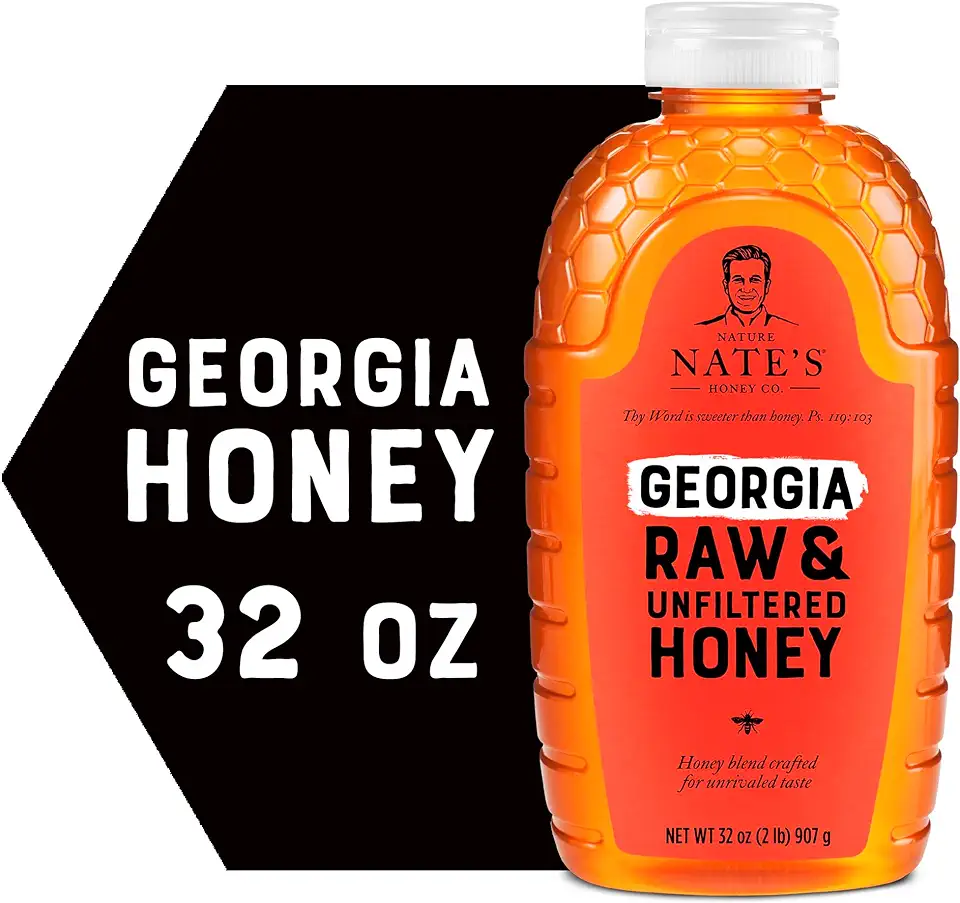 Nate&#x27;s Georgia 100% Pure, Raw &amp; Unfiltered Honey, 32 oz. Squeeze Bottle - All-natural Sweetener