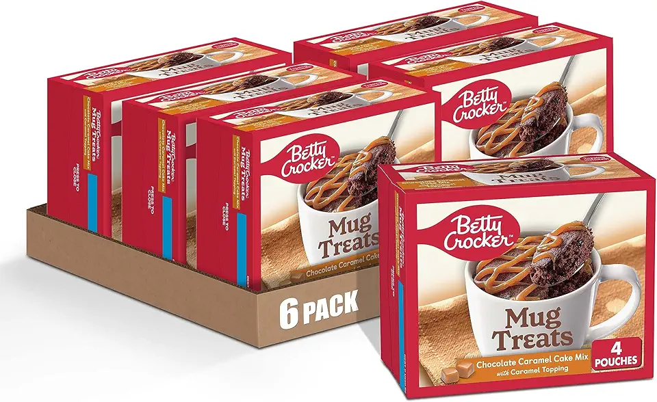 Betty Crocker Mug Treats Chocolate Caramel Cake Mix with Caramel Topping, 4 Servings, 12.5 oz. (Pack of 6)