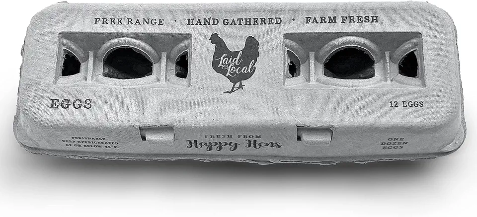 250 Egg Cartons- Bulk Value Bundle- Adorable Printed Design for Farm Fresh Eggs, Recycled Paper Cardboard, Sturdy &amp; Reusable, Holds up to XL Chicken Eggs