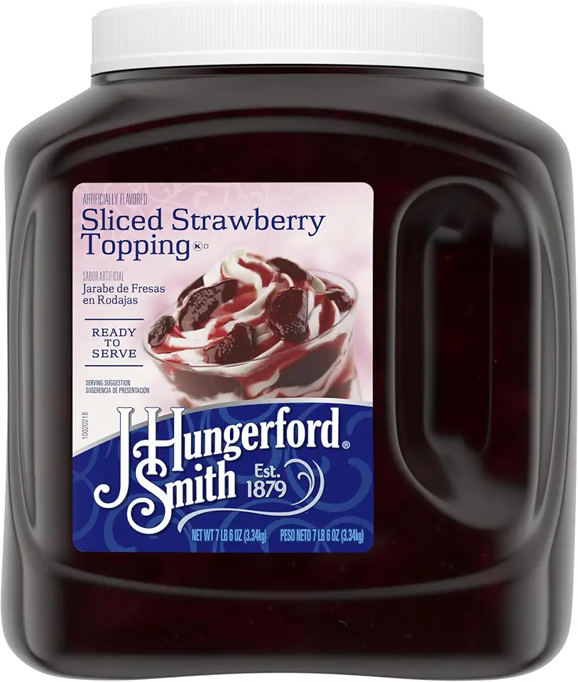 J Hungerford Smith Sliced Strawberry Topping, 118 oz Jug, 3 Pack