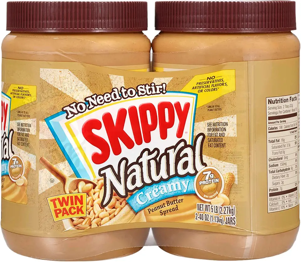 SKIPPY Natural Creamy Peanut Butter Spread Twin Pack 2-Pack, 5 LB