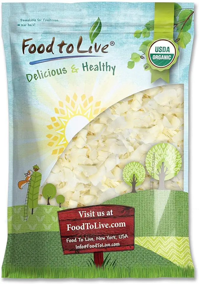 Food to Live Organic Coconut Chips, 3 Pounds - Non-GMO, Kosher, Raw, Desiccated, Unsweetened, Unsulfured, Dried Flakes, Vegan, Keto, Bulk, Great for Baking