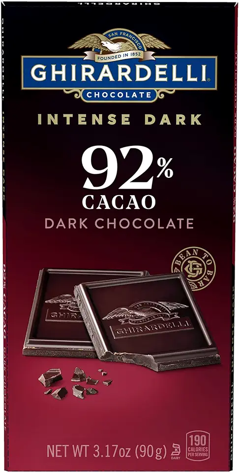 GHIRARDELLI Intense Dark Chocolate Bar, 92% Cacao, 3.17 Oz Bar (Pack of 12)