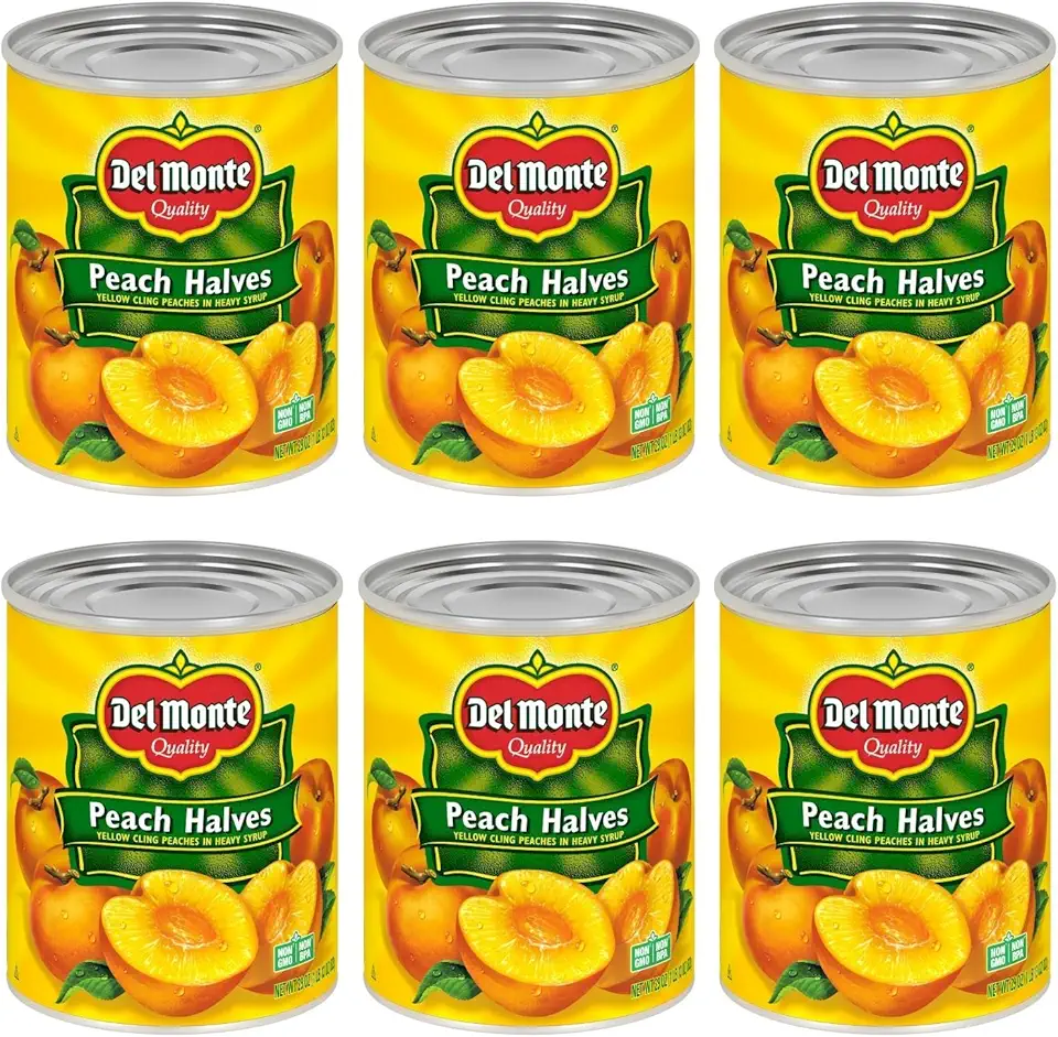 Del Monte Yellow Cling Canned Peach Halves in Heavy Syrup, 29 oz Can (Pack of 6)