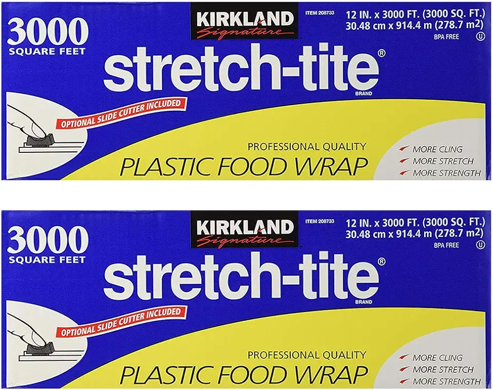 Kirkland Signature Stretch-Tite Plastic Food Wrap - Parent (6000 SQ. FT (2 Pack, 12&quot; x 3000 SQ. FT Each))