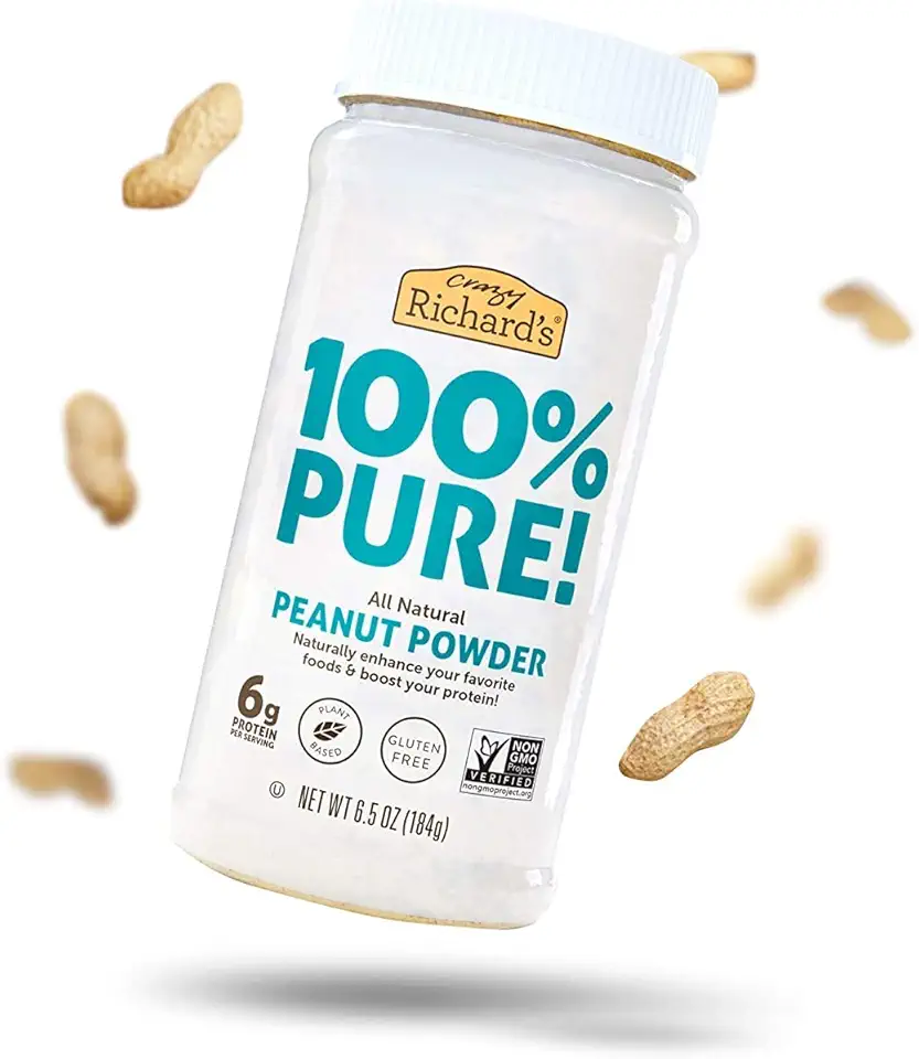 Crazy Richard’s - 100% All-Natural Peanut Powder, Powdered Peanut Butter, No Sugar Added, Non-GMO, Vegan Resealable Jar Pack of 1 x 6.5oz