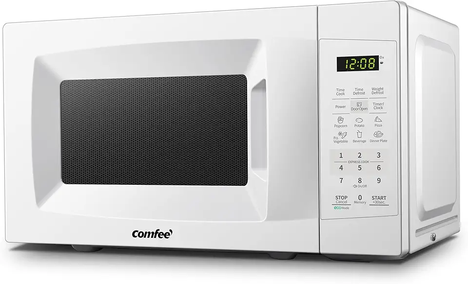 COMFEE&#x27; EM720CPL-PM Countertop Microwave Oven with Sound On/Off, ECO Mode and Easy One-Touch Buttons, 0.7 Cu Ft/700W, Pearl White