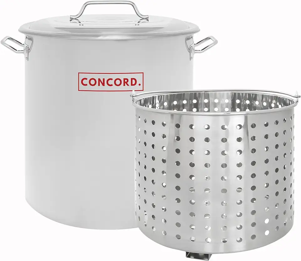 CONCORD Stainless Steel Stock Pot w/Steamer Basket. Cookware great for boiling and steaming (40 Quart)