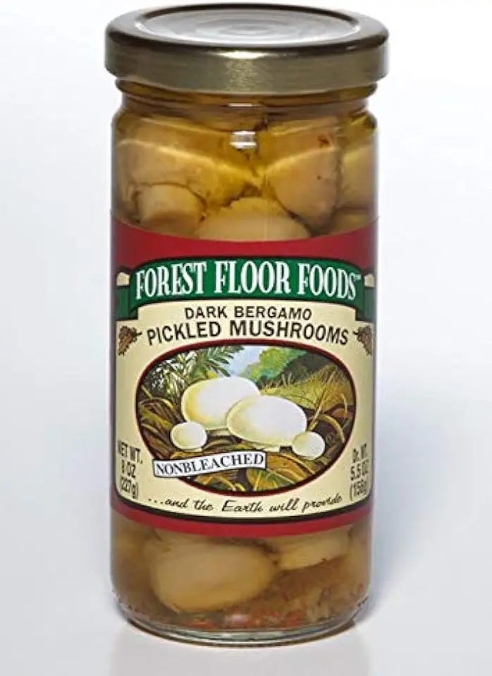 Forest Floor Foods Dark Bergamo Pickled Mushrooms, 16 Ounce