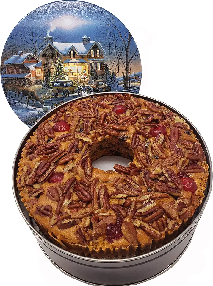 Jane Parker Fruitcake Bourbon &amp; Rum Fruit Cake 3 Pound (48 Ounce) Ring in a Collectible Holiday Tin-The Best Fruitcake You Can Buy