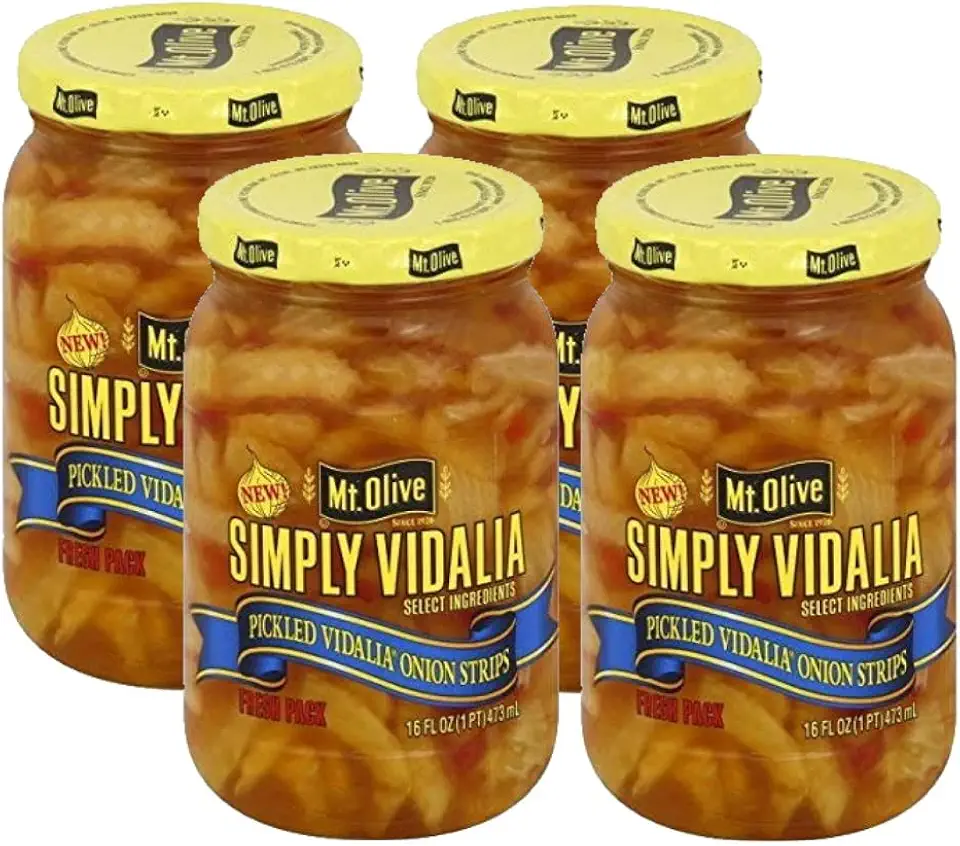 Mt. Olive Simply Vidalia Pickled Onion Strips 16 oz (Pack of 4)