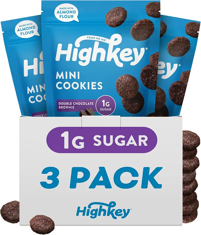 HighKey Low Carb Keto Brownie Bites - Keto Snack Low Carb Snack Sugar Free Chocolate Protein Cookies Sugar Free Snacks Gluten Free Snack Keto Friendly Food Healthy Snacks Keto Dessert Diet Snacks 3pk