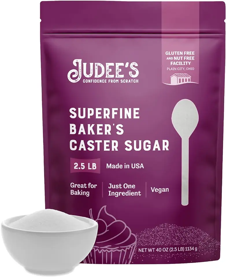 Judee&#x27;s Superfine Caster Sugar - 2.5 lbs - Delicious and 100% Gluten-Free - Bakers Sugar for Homemade Treats, Baked Goods, and Toppings - Airy and Smooth