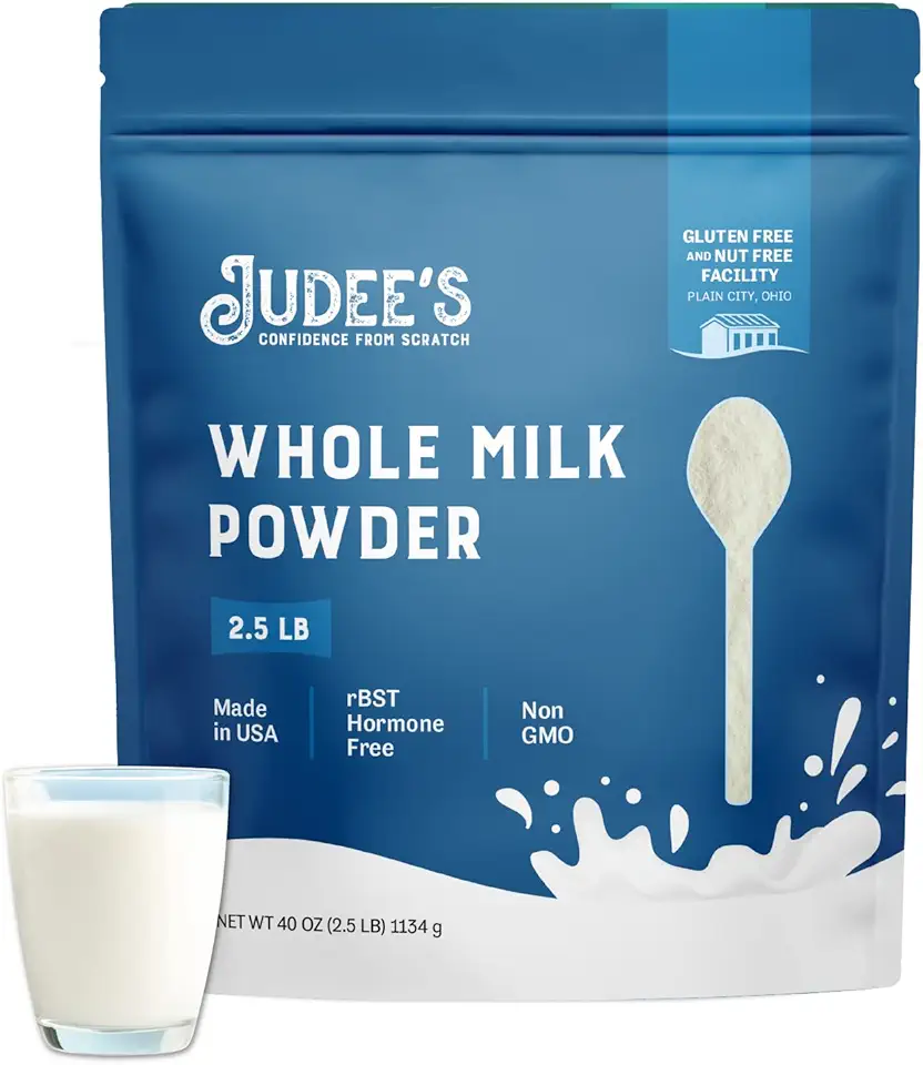 Judee&#x27;s Whole Milk Powder - Non-GMO, Hormone-Free, Gluten &amp; Nut-Free - Shelf Stable, Travel Ready - Made in USA, 2.5 lb