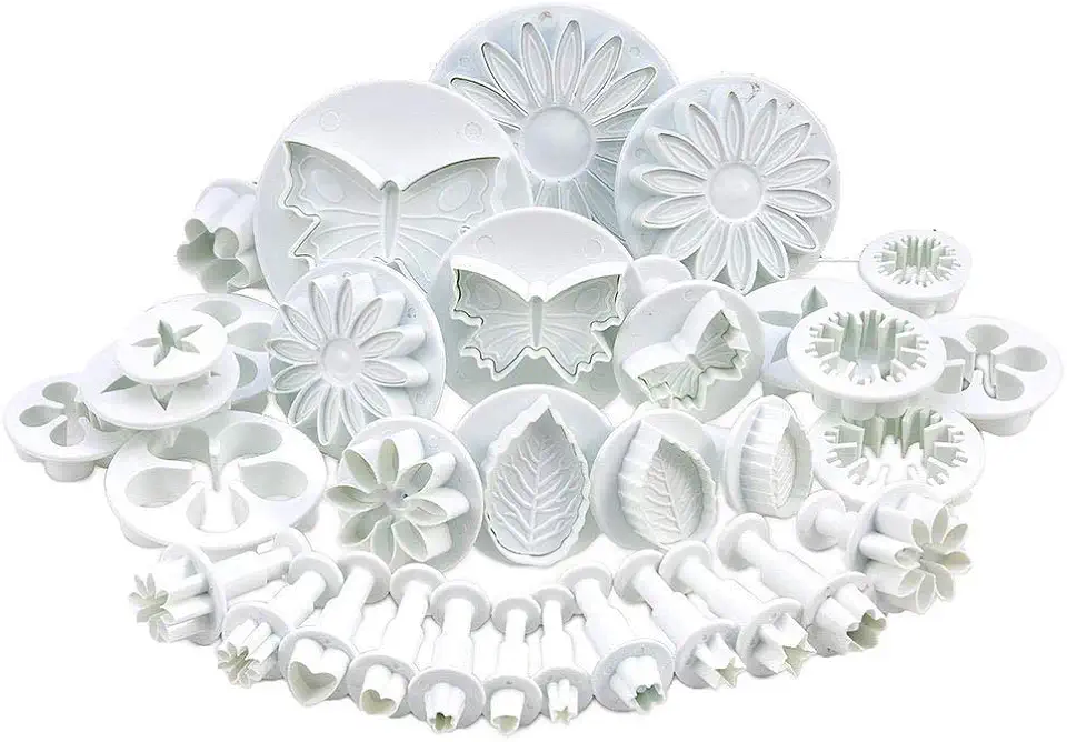 33 Piece Fondant Cake Cookie Plunger Cutter Sugarcraft Flower Leaf Butterfly Heart Shape Decorating Mold DIY Tools