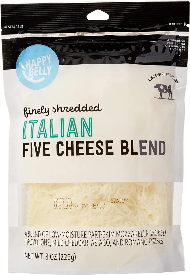 Amazon Brand, Happy Belly Shredded Italian 5 Cheese Blend, 8 Oz